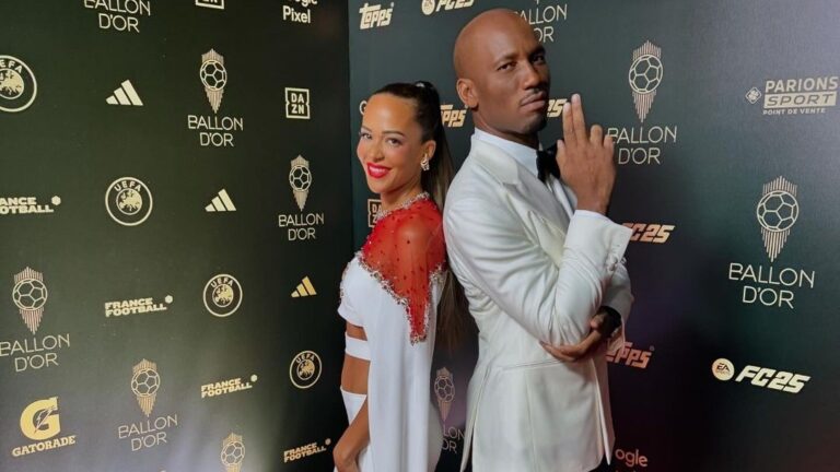 Gabrielle Lemaire et Didier Drogba à la cérémonie du Ballon d'Or 2024