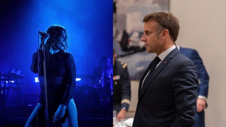 Izïa Higelin et Emmanuel Macron