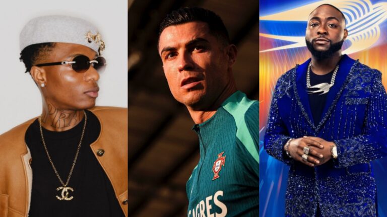 Les stars africaines Wizkid, Davido et la superstar mondiale Cristiano Ronaldo