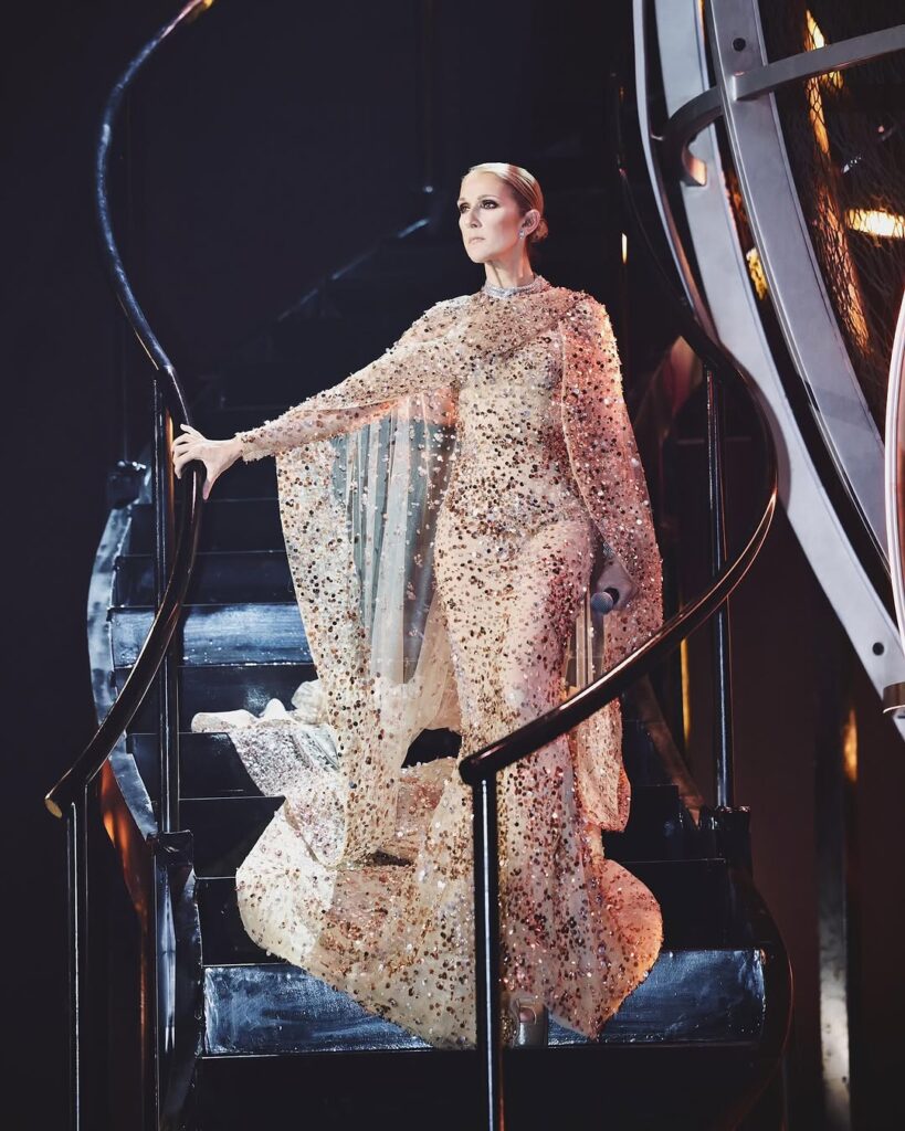 Tonight Celine honored one of her very favorite designers Elie Saab as he celebrated 45 years in the .bsongs for Mr. Saab as part of 1001 Seasons a television special broadcast as part of Riyadh Season her iconic hits Th